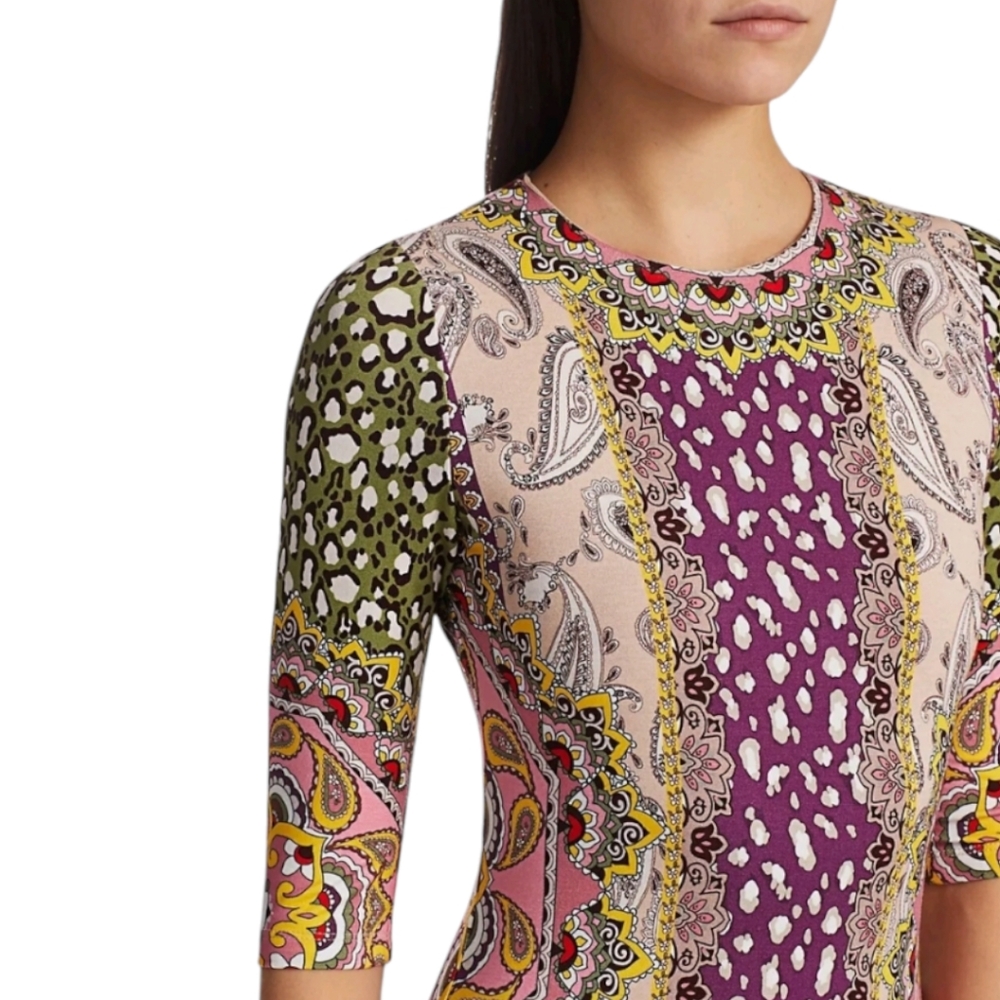 Alice + Olivia Purple Multi-Print Midi Dress - Picture 5 of 11